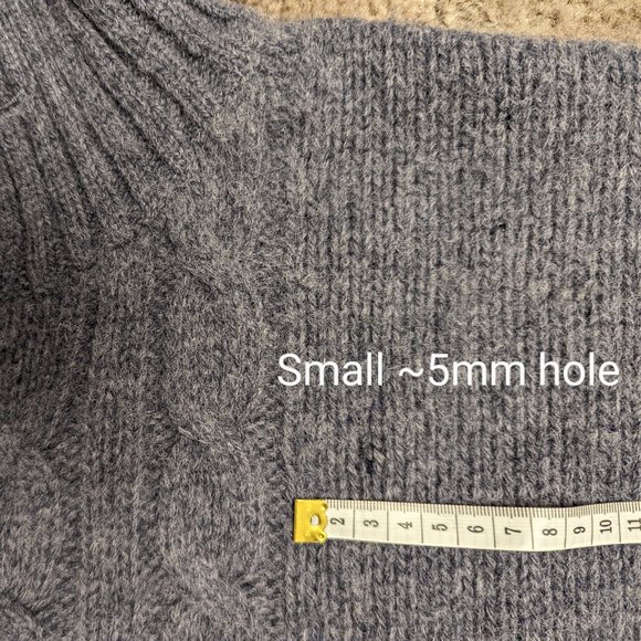 Plaited Cable Blue Sweater with pockets, Heather Tweed size M, wool - Picture 6 of 8